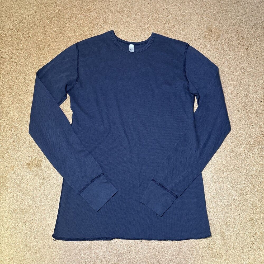VINTAGE AMERICAN APPAREL NAVY BLUE THERMAL SHIRT SIZE L MADE IN USA F3